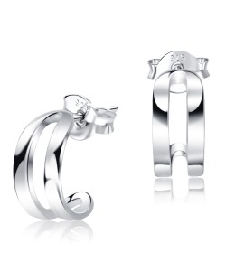 Double Curves Silver Stud Earring STS-3753